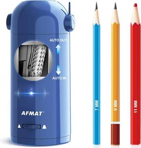 lot 22812 image: AFMAT Electric Pencil Sharpener, Fully Automatic Pencil Sharpener for 7-11.5mm ColoredJumbo Pencils, Auto in & Out, Rechargeable Hands-Free Pencil Sharpeners for Classroom Home Office PSX5, Blue