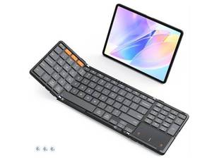 lot 58282 image: Bluetooth Foldable Keyboard with Touchpad & Numeric Keypad, Wireless Folding Keyboard, Portable Multi-Device Keyboards, Full-Size Travel Business Design for Windows Mac iOS Android iPad Tablet - Retail $35