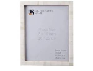 lot 58286 image: Handicrafts Home White 8x10 Picture Frame for Modern Minimalist Home Decor, Wedding Gift, Farmhouse Wall Decor, Boho Shelf Styling, Vintage Bone inlay Frames for Aesthetic & Living Room Picture Frame - Retail $25