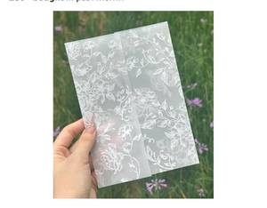 lot 58293 image: 50 Pack Pre-Folded Vellum Jackets for 5x7 Invitations - White Flower - 115GSM Vellum Paper 5x7 Jackets - Wedding Invitations Wraps - Transparent Wedding - Retail $12