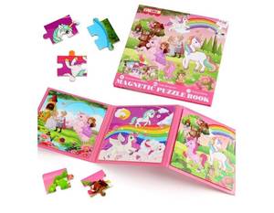 lot 58298 image: Magnetic Puzzle Book for Kids - Unicorn Princess 20-Piece Set - Retail $12