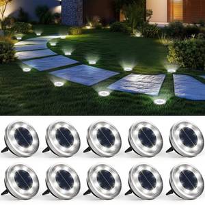 lot 58312 image: SOLPEX 10 Pack Solar Ground Lights Outdoor Waterproof, Solar Powered Pathway Lights, Landscape Lighting for Garden Walkway Driveway Backyard Decor (Cool White) missing pieces  - Retail $30