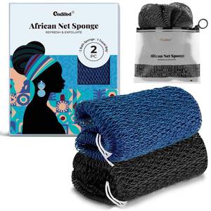 lot 58314 image: African Net Sponge Authentic, Shower Loofah Exfoliating Bath Sponge, Body Scrubber for Women and Men Daily Use Body Care, Travel Portable Bath Accessories for Bathroom (Blue & Black) - Retail $10