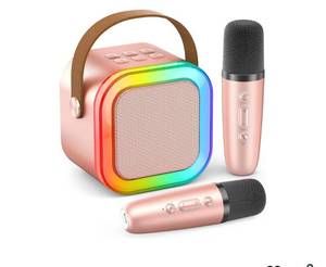 lot 58338 image: Mini Karaoke Machine for Kids Adults, 2026 TOP Birthday Gifts for Girls 3,4,5,6,7,8Year Old Toddler Toys, Portable Bluetooth Speaker with 2 Wireless Karaoke Microphones Player Gifts(Rose Gold) - Retail $25