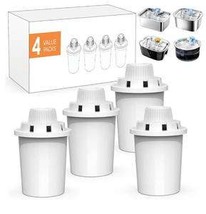 lot 58341 image: (4 Pack) Replacement Filters Dog Water Fountain, High-Efficiency & Safer & Cleaner Replacement Water Filters for lesotc Large Dog Water FountainDog Water Bowl Dispenser - Retail $12