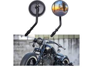 lot 58344 image: 3 Motorcycle Vintage Mirrors Round Rear View Mirror 8mm Black Compatible with Harley Dyna Bobber Softail Chopper Cruiser Cafe Racer Street Electra Glide 1982-2018 - Retail $29