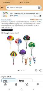 lot 58352 image: Parachute Toy Easter Eggs Outdoor Flying Parachute for Kid, Throwing Childrens Flying Toys with Small Figures, Easter Basket Stuffers Top Indoor Hand Throw Soldiers for 3-12 Year Old (6PCS) - Retail $8