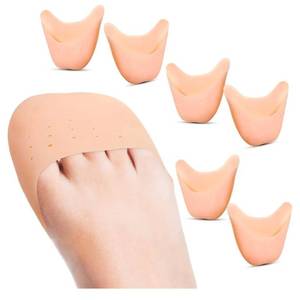 lot 58355 image: 6 Pcs Toe Cover Protectors for Women Silicone Toe Pouch Caps Gel Pads Pointe Shoes Protectors Gel Ballet Dance Sock Pads with Breathable Hole for Ball of Foot Metatarsal(Beige) - Retail $7