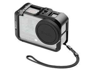 lot 58357 image: Cage for DJI Osmo Action 6 (Advanced Edition), Aluminum Alloy Camera Cage with Cold Shoe, Wrist Strap, Lens Cover, Protective Frame with 14-20 Locating Holes, Action 6 Accessories - 5887 - Retail $39