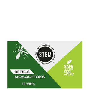 lot 58358 image: STEM Repels Mosquito Repellent Wipes with Botanical Extracts  10 Count - Retail $12
