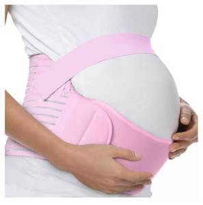 lot 58376 image: Maternity Belt Back Support Belly Band Pregnancy Belt Support Brace Abdominal Binder Waist Support Pink L - Retail $18