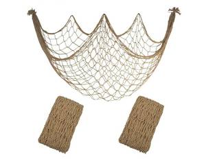 lot 58385 image: 2 Pack Fish Net Decorations - 80x40 Inch Brown Fishing Net Decor for Under The Sea Hawaiian Beach Themed Party, 3mm Thick Natural Cotton Versatile Nautical Netting for Party Wall Table Ceiling Decor - Retail $9