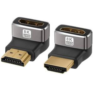 lot 58386 image: 8K 90 Degree HDMI 2.1 Adapter 2 Pack, (Up and Down) Right Angle HDMI Male to Female HDMI L-Shaped Connector Extender Support 8K60Hz,4K120Hz for Google Chrome Cast, Roku Stick, Wall TV, Laptop and PC - Retail $9