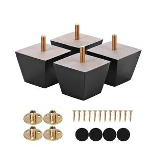 lot 58409 image: Furniture Legs 2 inch Black Square Sofa Couch Feet Wood Replacement Leg Set of 4 for Ottoman Dresser Cabinet - Retail $20