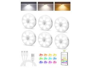 lot 58418 image: 6-Pack Rechargeable Motion Sensor Puck Lights with Remote - Retail $24