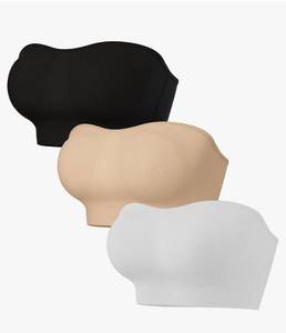 lot 58420 image: Strapless Bras for Women, Non-Slip Wirefree Breathable Clear Straps Bandeau Tube Top Everyday Bra - Retail $15