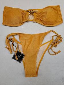 lot 58453 image: Orange Shimmer Bandeau Bikini Set M - Retail $18
