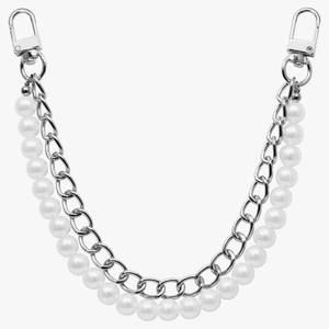 lot 58456 image: Pearl Purse Chain, Metal Handbag Strap with Pearl Decor, Silver Shoulder Crossbody Charm Chain Strap Replacement for Women Purses and Handbags 11in  - Retail $6