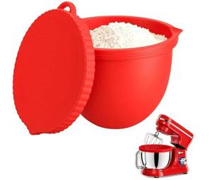 lot 58461 image: Silicone Bowl Liners for KitchenAid 5Qt Mixer �� Upgraded 2.1mm Thick Heavy-Duty Design, Non-Slip Base, Triangle Pour Spout & Measurement Marks  Stands Alone(1pcs red) - Retail $15
