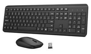 lot 58488 image: Wireless Keyboard and Mouse Combo, Full-Size Silent Ergonomic Keyboard and Optical Mouse, Long Battery Life, 2.4GHz Lag-Free Cordless Mice Keyboard - Retail $20