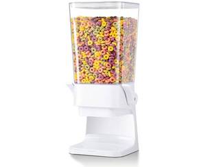 lot 58500 image: Cereal Dispenser Countertop with lids, 5L Organization and Storage Containers for Kitchen and pantry, Plastic Containers for food, Cereal, Rice, Beans, Grains, Nuts, Oatmeal, Pet food, White. - Retail $22