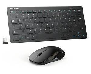 lot 58502 image: Wireless Keyboard and Mouse Combo, Mini Cordless Computer Keyboard and Mouse Set 2.4GHz, Silent Adjustable 1600 DPI, Quiet Click, Lag-Free. - Retail $22