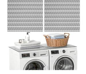 lot 58504 image: 2 Pack 27 x 27 Washer and Dryer Covers for The Top, Non Slip Washing Machine Top Cover Washer Dryer Top Protector Rubber Mat for Home, Laundry Room - Retail $19
