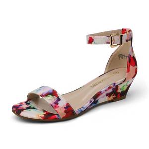 lot 726 image: PRE OWNED SEE PHOTOS DREAM PAIRS Womens Ankle Strap Low Wedge Sandals Party Bridal Wedding Dress Shoes,Size 6.5,Floral,INGRID - Retail $35