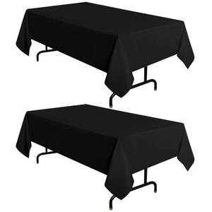 lot 735 image: sancua 2 Pack Black Tablecloth 60 x 84 Inch, Rectangle 4 Feet Table Cloth - Stain and Wrinkle Resistant Washable Polyester Table Cover for Dining Tables, Buffet Parties and Camping - Retail $20