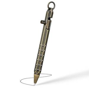 lot 736 image: Origin-Joy 1 Pack Bolt Action Pen Set, Six Edge Solid Brass EDC Pocket Tactical Pen With 10 Ballpoint Refills (Retro Black) - Retail $10