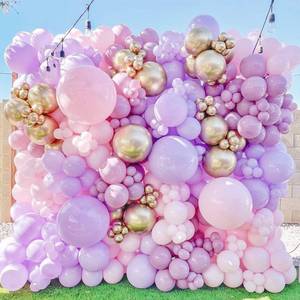 lot 747 image: Pastel Pink Purple Balloon Garland Kit, Double Stuffed Lavender Balloons Garland 146pcs Latex Pastel Pink Purple Gold Balloons for Baby Shower Bachelorette Wedding Birthday Party Decorations - Retail $14