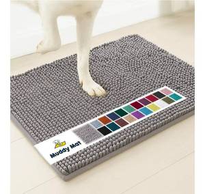 lot 749 image: Muddy Mat�  Super Absorbent Door Mat Indoor, Microfiber Quick Dry Chenille Entryway Rug, Non-Slip Front Door Mat, Indoor Mats for Entryway, Machine Washable Pet Rug, Grey 16x24 - Retail $0