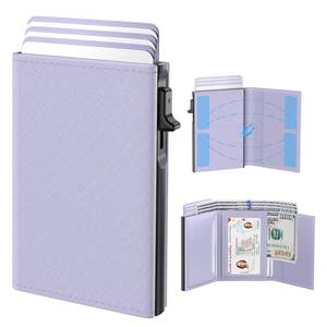 lot 757 image: typecase Womens Wallet Card Holder Pop Up Card Case, Genuine Leather, RFID Blocking, Slim, Minimalist, Thin, Small Size - 9-14 Card Capacity, ID Window, Cash Pocket (Lavender) - Retail $40