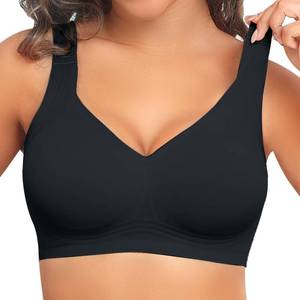 lot 758 image: PoseFree Jelly Bras for Women No Underwire Supportive Wireless Comfort Full Coverage Push Up Plus Size for Older Women (Black,3XL) - Retail $20