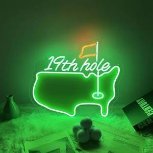 lot 775 image: Golf LED Neon Sign, 19th Hole Neon Light for Wall Decor, Dimmable LED Neon Lamp for Man Cave, Home Bar, Game Room, Club Decor - Retail $32