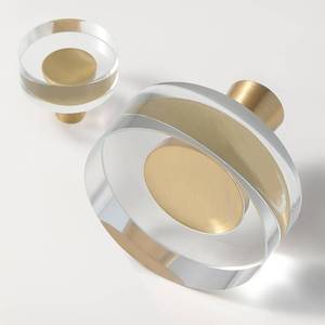 lot 791 image: Kitchen Cabinet Knobs Glass 4 Pack Closet Brushed Gold Knob Cabinets Pulls,Drawer Dresser Drawers Cupboard Round Hardware Handles,Solid Copper Bathroom Bedroom Pull Satin Brass Crystal Knobs Handle - Retail $14