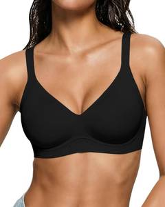 lot 796 image: As Fairy Bras for Women Wireless Wirefree Jelly No Underwire Full Coverage Seamless Comfortable Breathable Bra(Pure Black 34C) - Retail $19