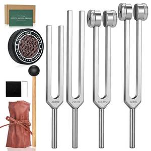 lot 800 image: Tuning Forks for Healing Set, 128Hz, 136.1Hz, 256Hz, 384Hz & Activator, Reflex Hammer, Medical Grade Sound Healing Instruments��Pure Frequencies Tuning Forks for Stress ReliefChakraSound TherapyYoga - Retail $33
