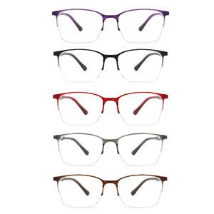 lot 804 image: SUNAMOY 5 Pack One-Piece Half Frame Reading Glasses Women Men Flexible Blue Light Computer Lightweight comfort Readers 200 Magnification Strength - Retail $16