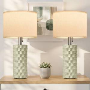 Reaketon Table Lamps for Living Room Set of 2, Ceramic Table Lamps for Bedroom, 20" Modern Lamps for Night Stands, Light Green - Retail: $60