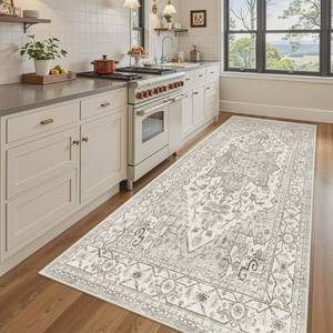 lot 826 image: Madane Hallway Runner Rug 4x8 Wide Washable Thin Runners for Hallways Entry, Non Slip Soft Vintage Kitchen Rugs Low Pile Carpet Runners for Living Room Bedroom Dining Room Foyer (BeigeBrown, 4x8) - Retail $65