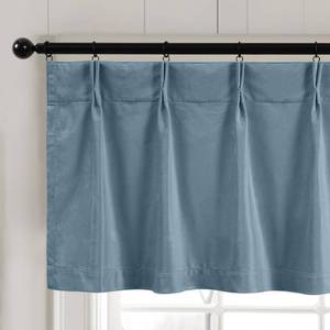 lot 830 image: jinchan Blackout Velvet Pinch Pleated Valance Farmhouse Kitchen Living Room 18 Inch Back Tab Curtain Topper for Small Windows 1 Panel Slate Blue - Retail $14