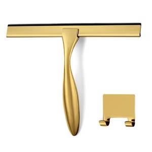 lot 835 image: HIWARE All-Purpose Shower Squeegee for Shower Doors, Bathroom, Window and Car Glass - Brass, Stainless Steel, 10 Inches - Retail $15