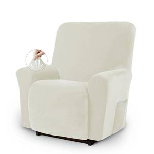 lot 848 image: Asnomy Recliner Chair Covers Lazy Boy Recliner Covers with Pockets Stretch Velvet Couch Cover Slipcovers 1-Piece Furniture Protector for Dogs Cats(Recliner,Off-White) - Retail $35