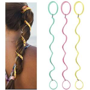 lot 863 image: Hair Ties for Sports, Elastic Hair tie 16 inch Longhairs Ponytail Holders, Colorful Braided Pony Tail Wrap for Wind and Water 3 Packs C - Retail $10
