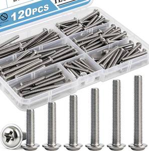 lot 867 image: TEOYNGU 120PCS Cabinet Pulls Knobs Screws,M4 Machine Screws Assortment, M4�253035404550mm Pan Washer Head Metal Phillips Screws Kit for Kitchen,Bathroom,Furniture Handles Install - Retail $9