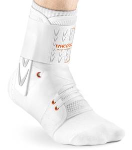 lot 871 image: WHCOOL Slim-Fit Ankle Brace for Sprained Ankle, Quick Lace Up Ankle Support for Women Men with 2 Auto-Shaped Pads, Air Fabric Cool Ankle Stabilizer for Injury Recover, Running,Sports,White,S - Retail $37