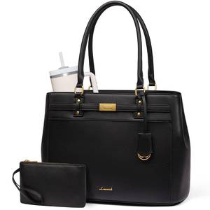 lot 880 image: LOVEVOOK Laptop Tote Bag for Women, 15.6 Inch Waterproof Leather Work Computer Bag, Large Business Office Briefcase Shoulder Handbag Purse Gifts for Women - Retail $37