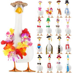 lot 881 image: Locmeo 16 Set Holiday Porch Goose Outfit for 250th Anniversary Independence Day Memorial Spring Summer Season 1723 Lawn Goose Clothe for Patio - Retail $46