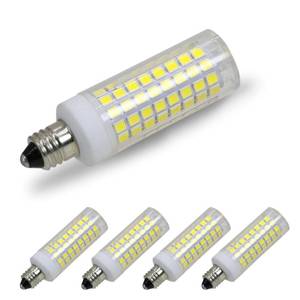 lot 893 image: 4-Pack E11 LED, All-New (102LEDs) E11 Led Bulbs, 8W 75W-100W Equivalent, 850 LM, Warm White 3000K, Dimmable,E11 Mini Candelabra Base, JD T3T4 360 Degree Beam Angle for Indoor Decorative Lighting. - Retail $2,180